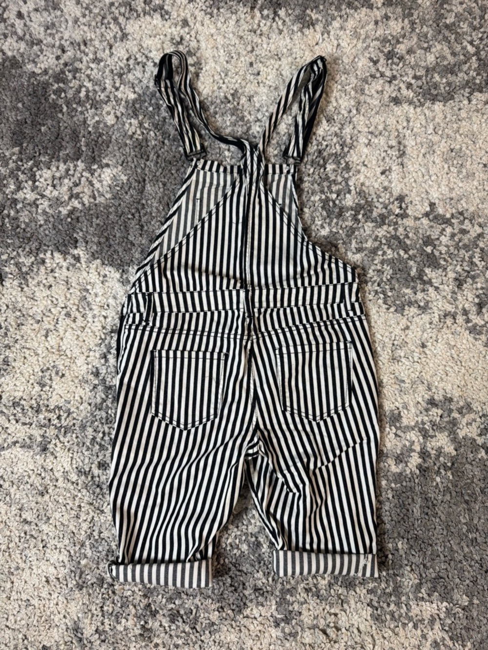 Forever 21, Mens Black and White Striped Denim Overalls, US Size: 30 - Picture 6 of 11